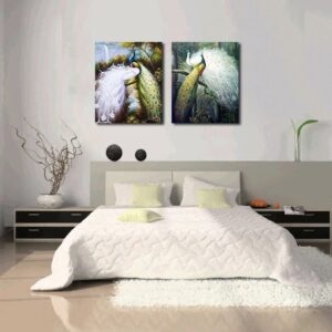 Beautiful Peacock 2-Pieces of Crystal Film Art Wall Print