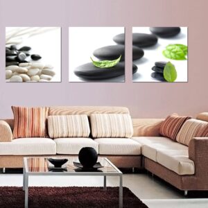 16¡Á16in Wonderful Simple Black Stone 3-Pieces of Crystal Film Art Wall Print