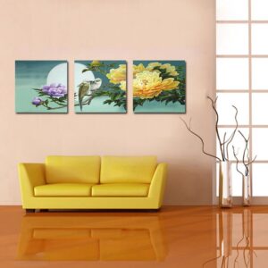 Pretty Peony 3-Pieces of Crystal Film Art Wall Print