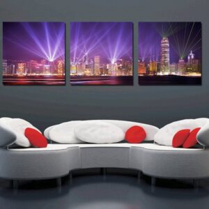 Beautiful Night Scene 3-Pieces of Crystal Film Art Wall Print