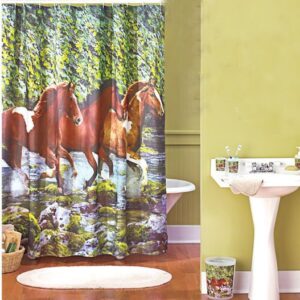 Creative Running Horse Print Polyester Shower Curtain