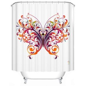 Romantic Artistic Colorful Butterfly Polyester Shower Curtain