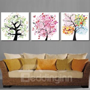 Pretty Colorful Flower Trees 3-Piece Crystal Film Art Wall Print