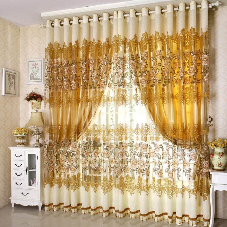 Luxury Gold Blackout Curtains for Bedroom Living Room Peony Embroidered Custom Sheer Curtains and Shading Cloth Set No Pilling No Fading No off-lining - Image 7
