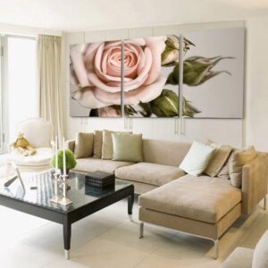 Elegant Pink Rose 3-Piece Crystal Film Art Wall Print