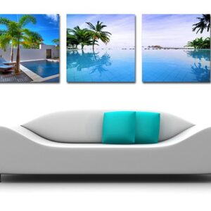 Tropical Resort Scenery 3-Piece Crystal Film Art Wall Print