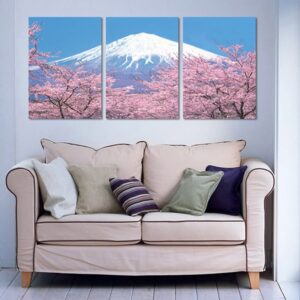 Magnificent Mt. Fuji and Sakura 3-Piece Crystal Film Art Wall Print