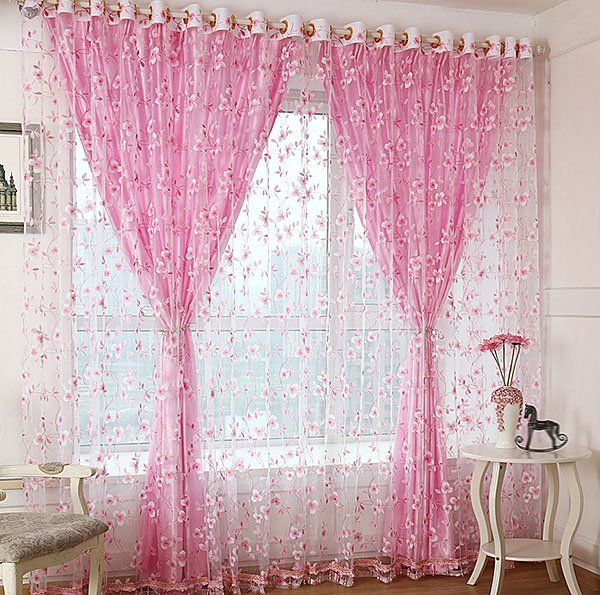 Decoration Fresh Style Flower Printing Shading Cloth and Sheer Curtain Sets - Image 12