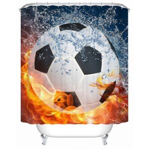 Amazing Showy Fiery Football 3D Shower Curtain