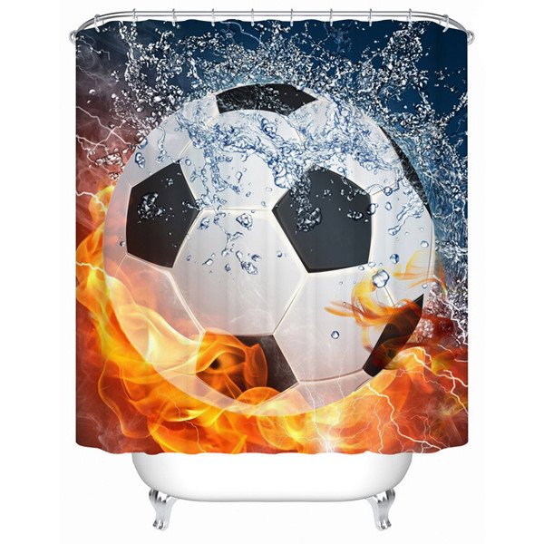 Amazing Showy Fiery Football 3D Shower Curtain