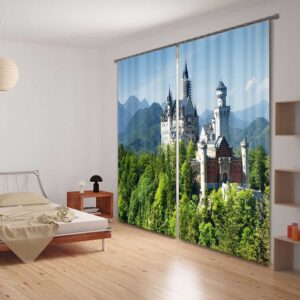 Modern Castles in Thick Forest Printing Custom Living Room 3D Curtain