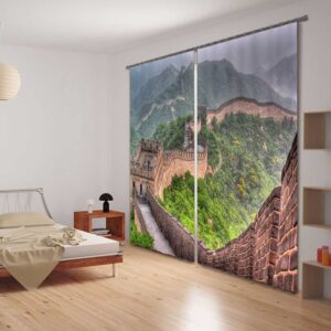 3D China Great Wall Print Functional Blackout Curtain