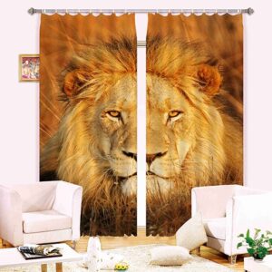 3D Fierce Lion Head Printed Thick Polyester Animal Style Custom Blackout Curtain