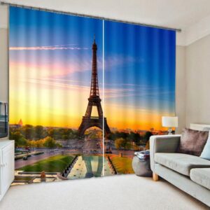 3D High Tower Printed Living Room and Bedroom Blackout and Decorative Curtain