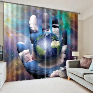 Unique and Creative Design Vast Galaxy Printing Living Room and Bedroom 3D Blackout Curtain