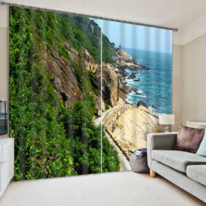 Seaside Scenery Print 3D Blackout Curtain