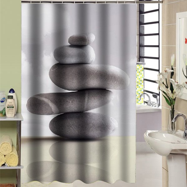 Vivid 3D Stones Print Light Shading Shower Curtain