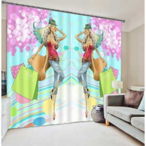 Kid's Cartoon Fashion Girl Print 3D Blackout Curtain