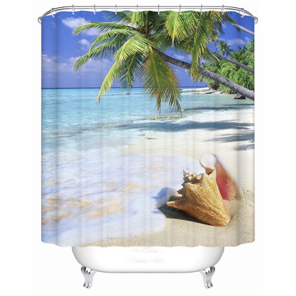 Charming Ocean and Shall Pattern 3D Shower Curtain - Image 2