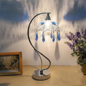 Creative Bohemian Decorative Umbrella Design Crystal Tassel Bedside Table Lamp