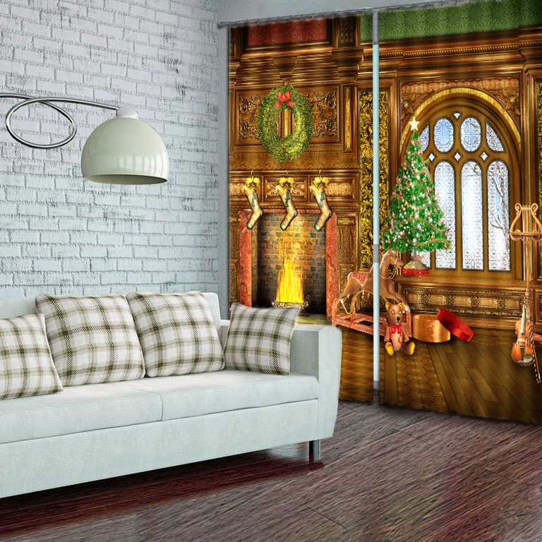 Sweaty Christmas Tree Printing 3D Curtain