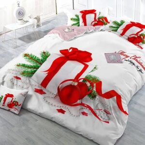 US Only Christmas Gift Wear-resistant Breathable High Quality 60s Cotton 4-Piece 3D Bedding Set White
