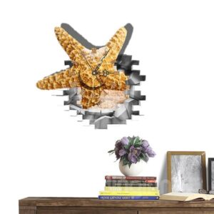Creative 3D Starfish Through Wall Design Wall Clock