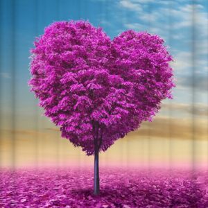 3D Waterproof Purple Heart Shape Tree Printed Polyester Shower Curtain