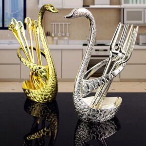 Graceful Swan Design Fruit Dessert Pick Desktop Decoration