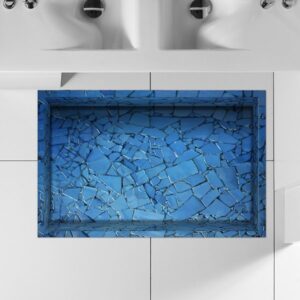Creative Blue Broken Tile Lane Water-Proof Slipping-Preventing 3D Floor Sticker