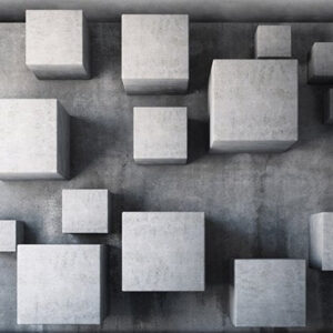 Grey 3D Cubes Slipping-Preventing Water-Proof Bathroom 3D Floor Sticker