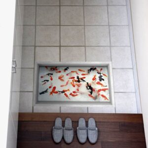 Golden and Black Fish Slipping-Preventing Water-Proof Bathroom 3D Floor Sticker