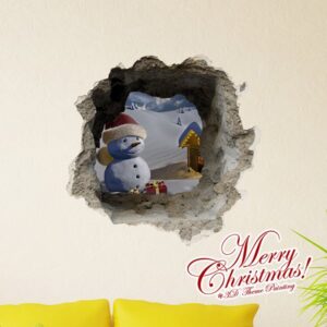 Christmas Theme Little Snowman in Christmas Hat in Snow Removable 3D Wall Sticker