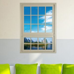 Natural Scenery Blue Sky and Forest in the Distance Window View Removable 3D Wall Stickers