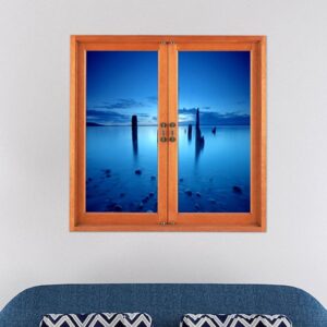 Blue Sea and Sky Stretch to the Horizon Window View Removable 3D Wall Stickers