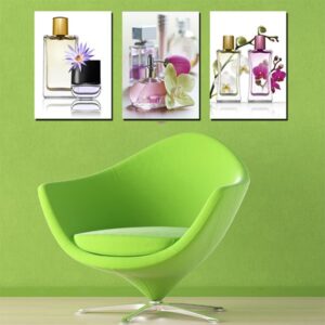 Creative Purfume Bottles and Flowers Canvas 3-Panel Wall Art Prints