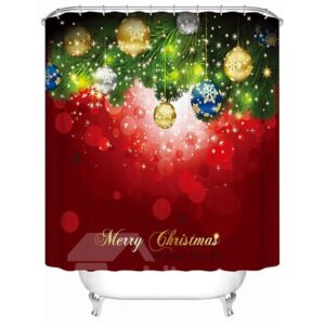 Fancy Dreamlike Balloon and Christmas Tree Printing 3D Shower Curtain