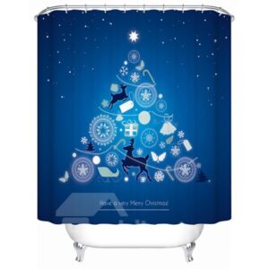Unique Design Darkblue Chirstmas Night View Shower Curain