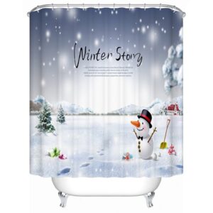 Brisk Pretty Concise Christmas Snow View Printing 3D Shower Curtain