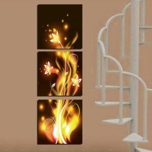 Fantastic Golden Flowers Canvas 3-Panel Wall Art Prints