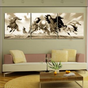 20¡Á20in¡Á3 Panels Running Horses Hanging Canvas Waterproof and Eco-friendly Framed Prints