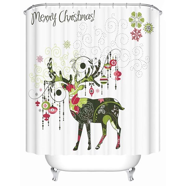 Artistic Design Pretty Concise Christmas Deer Shower Curtain - Image 2