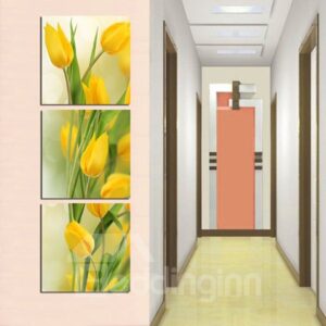 Beautiful Tulips Pattern Entrance 3-Panel Canvas Wall Art Prints