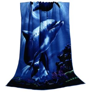 Vivid Two Happy Dolphins Printing Bath Towel & Beach Towel