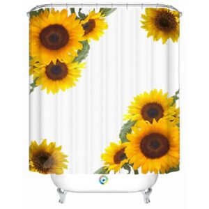 Attractive Modern Happy Sunflowers 3D Shower Curtain
