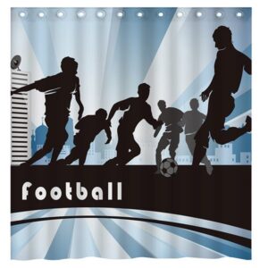 Modern Sports Cool Boys Playing Football 3D Shower Curtain