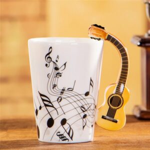 Musical Notes Design Guitar Mug Drink Tea Milk Coffee Mug Music Ceramic Cup Gift for Friend