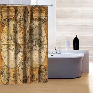 Retro European Style Earth Print 3D Shower Curtain