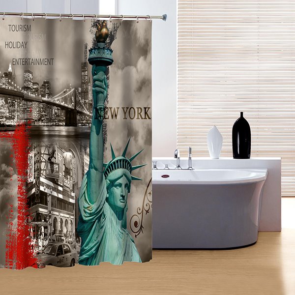 Classic Noble the Statue of Liberty Print 3D Shower Curtain - Image 2