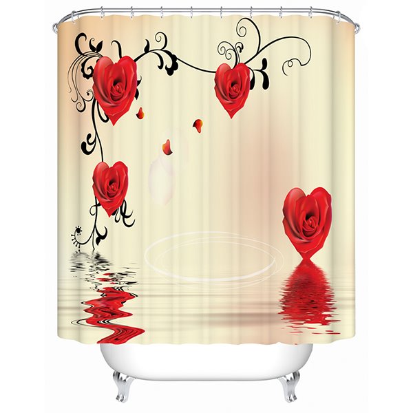 Heart-shaped Roses Printing 3D Shower Curtain - Image 3